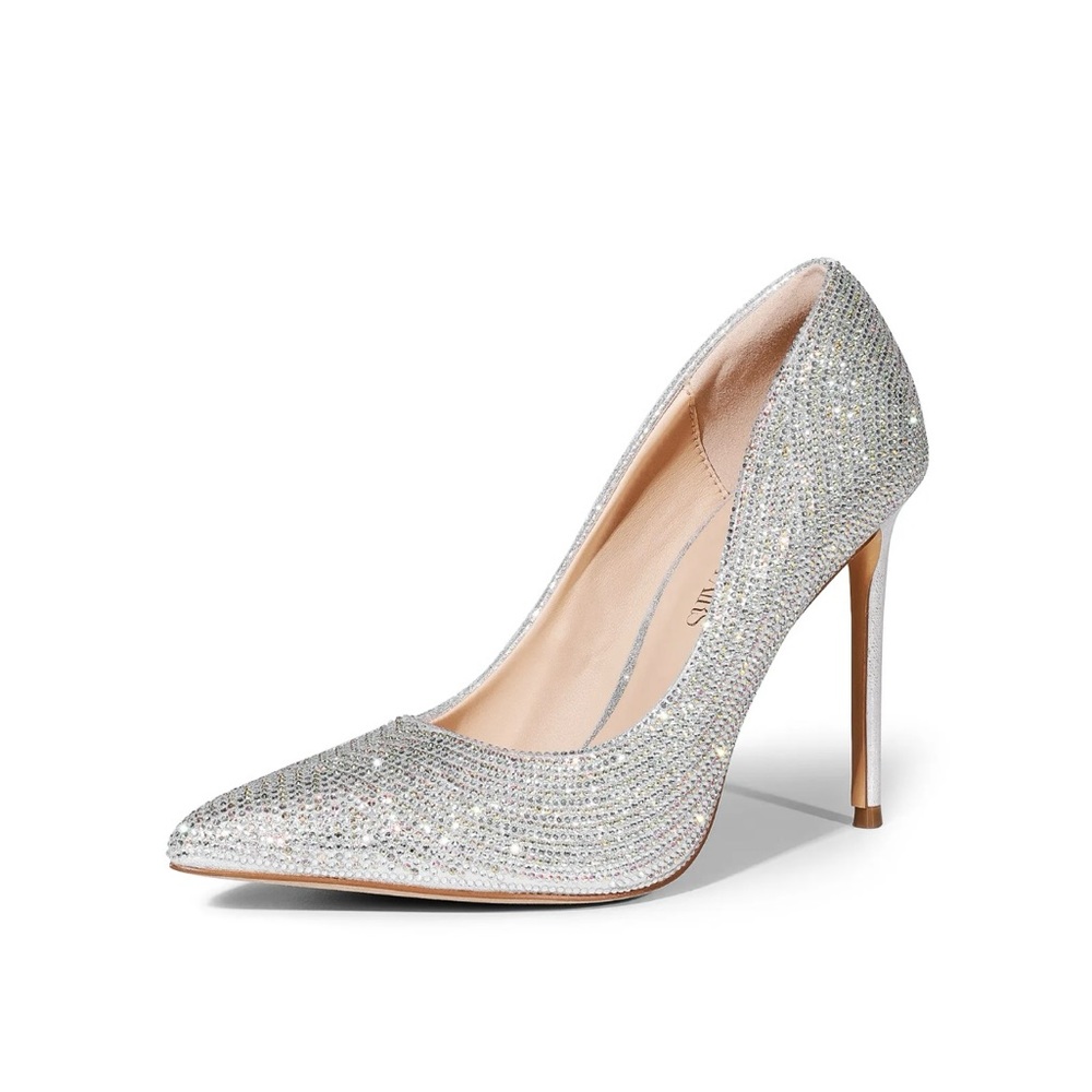 Women 4 Inches Stilettos High Heel Pointed Toe Slip On Wedding Pump Shoes